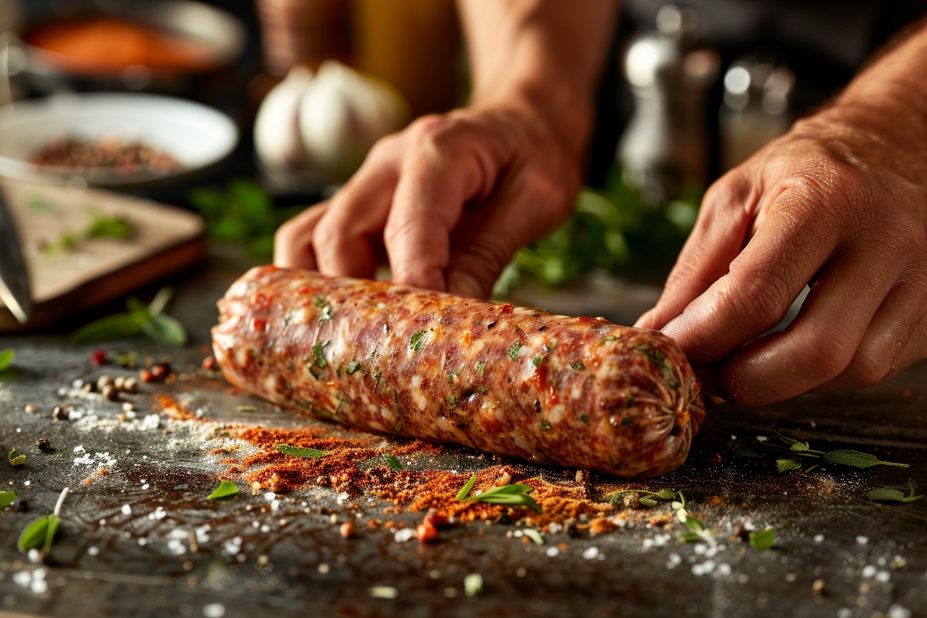 Préparation des saucisses avant la cuisson