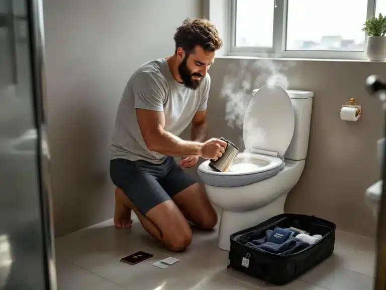 Photo bain-siege-mycose-hommes-voyage