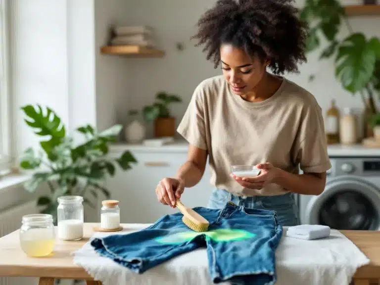 Photo enlever-tache-herbe-jean-lave