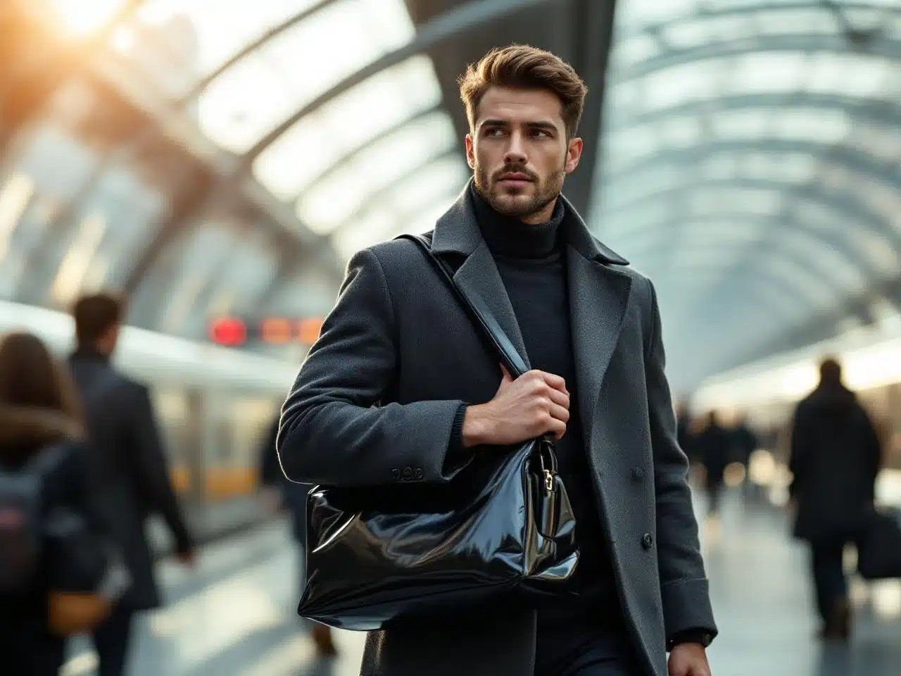 Photo sac-cuir-vernis-noir-urbain